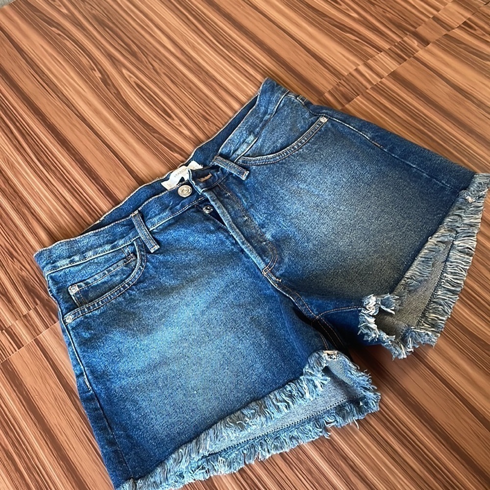 MANGO Organic Cotton Jean Shorts Size 8 - Picture 2 of 9